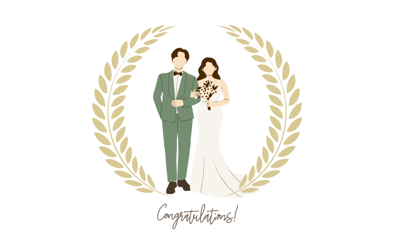 男女が結婚している様子のイラスト
